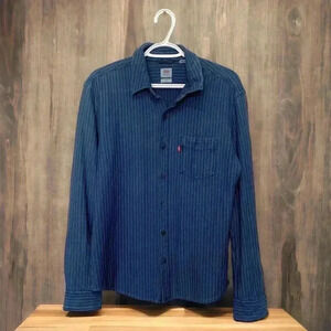 Levi’s NWOT Mens Slim  Fit Button Down Blue w White Stripes Casual Shirt